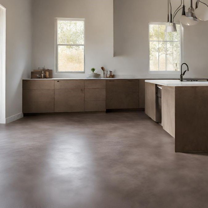 A concrete overlay for a kitchen.