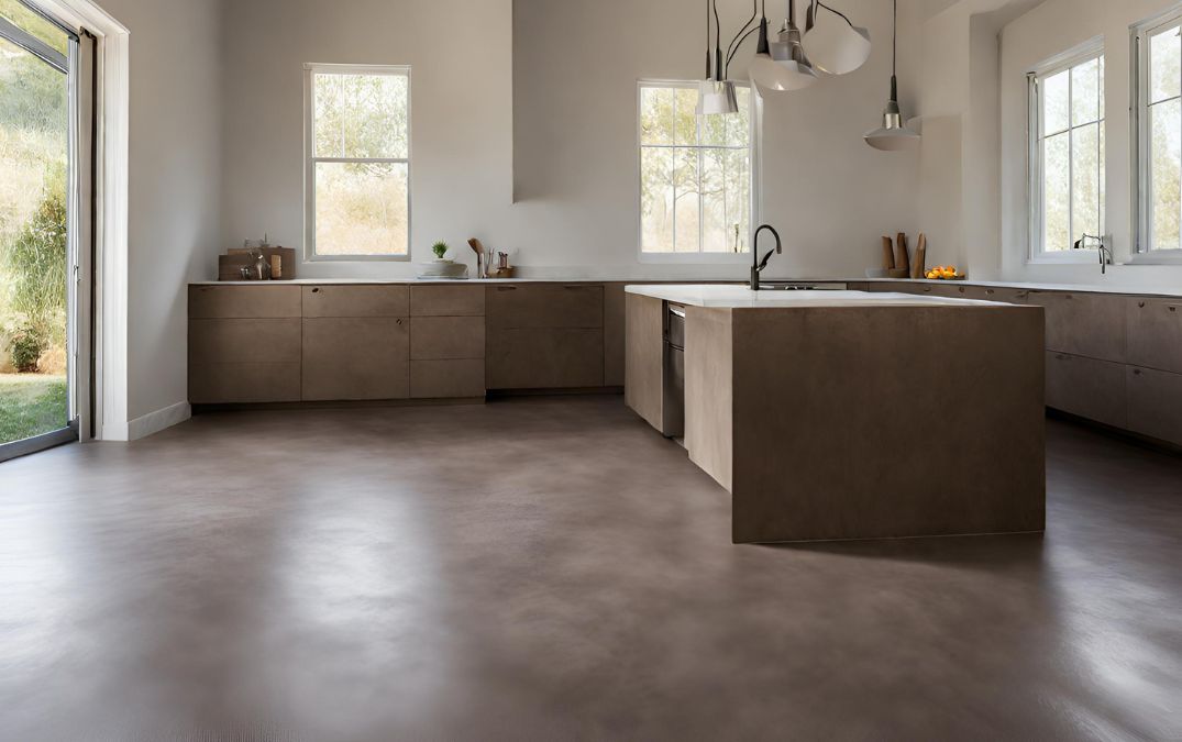 A concrete overlay for a kitchen.