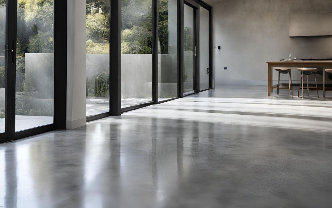 Polished concrete floor for a living room in Bristol